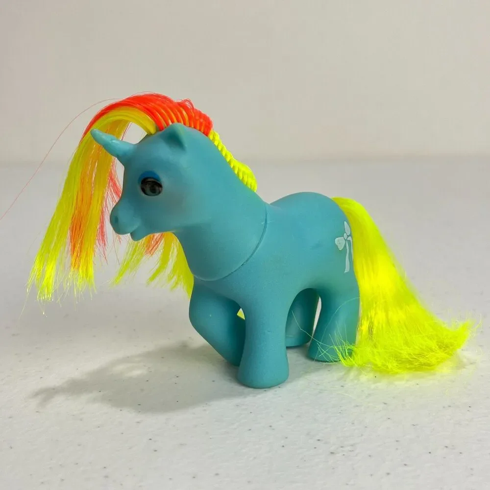 Vintage G1 My Little Pony BBE Baby Ribbon Blue Yellow Orange Hasbro 1985 Flaws